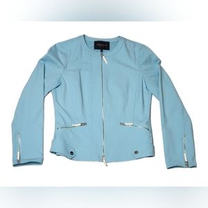 Lafayette 148 New York Light Blue Zip-Front Jacket